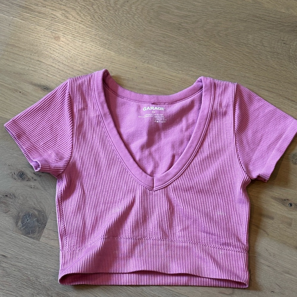 Garage Pink Sonia Seamless Plunge Tee